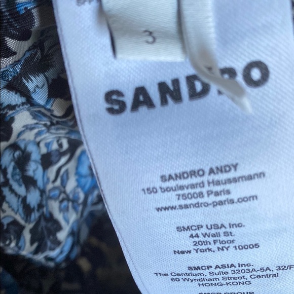 Sandro Floral print satin-twill corded lace trim adjustable straps camisole Sz 8 - Picture 13 of 14